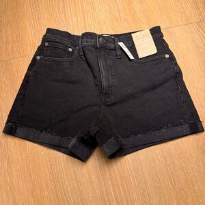 NWT Madewell High Rise Black Denim Short Size 28